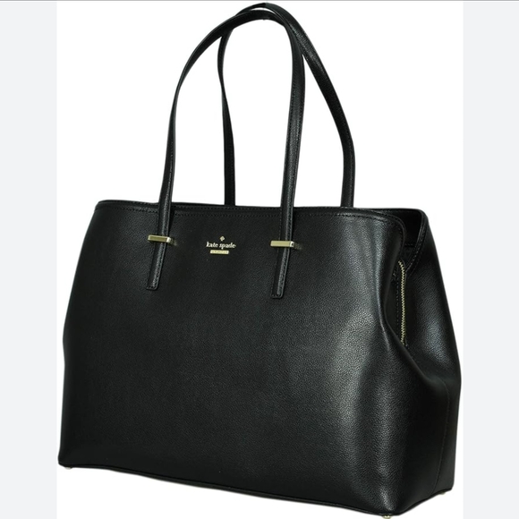 kate spade Handbags - Kate Spade Black Leather Tote with Gold Accents